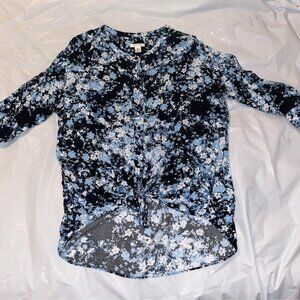 Westbound Floral Tie Knot Shirt, XL
